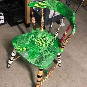Jungle Animal Hand Crafted Painted Oak Wood Chair